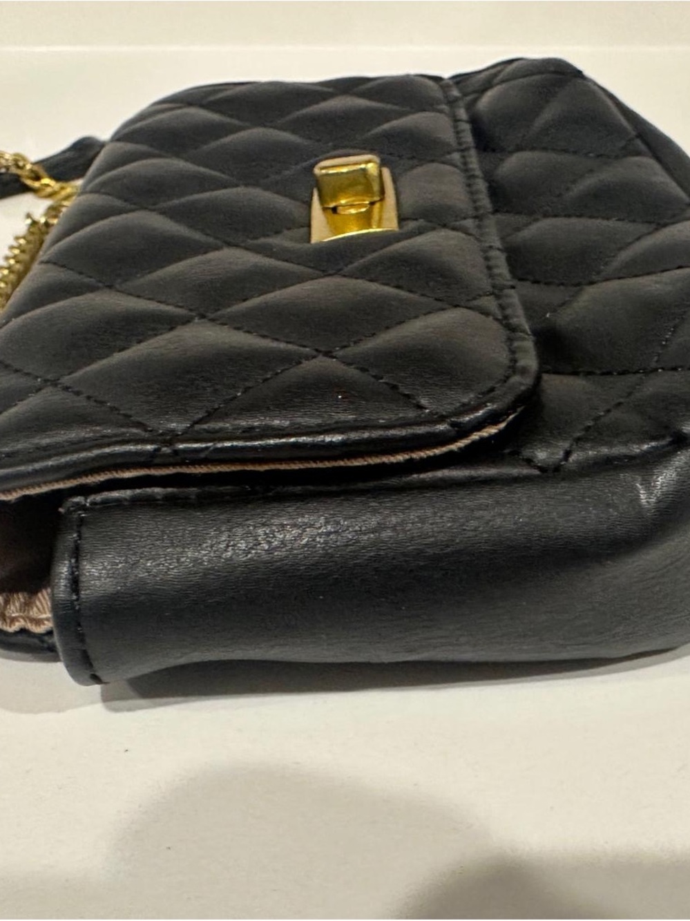 J. Crew Quilted Black Crossbody with Gold-Tone Turn Lock